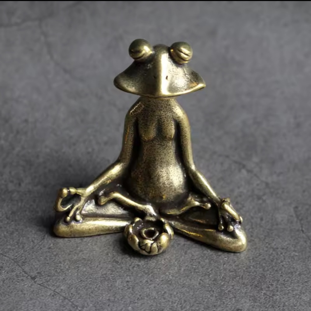 Meditation Zen Frog Statue Ornament Copper Animal Sculpture - Picture 6 of 8